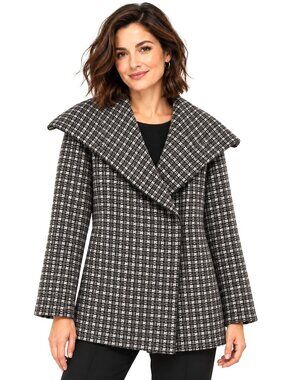 Beyond Threads Grey Plaid Alpaca Wool Jacket
